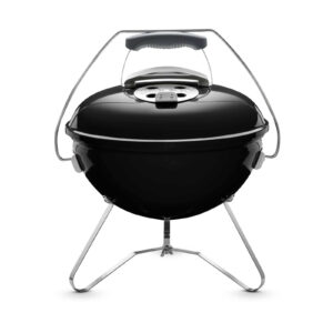 Barbacoa de carbón portátil Smokey Joe Premium de 37 cm, color negro, con asas y reguladores de aluminio.