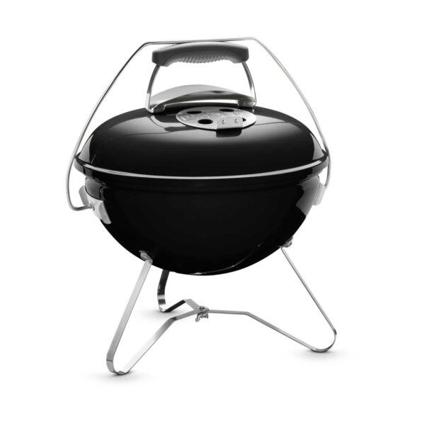 Barbacoa de carbón portátil Smokey Joe Premium de 37 cm en color negro, con asas de nailon reforzado y patas de aluminio.