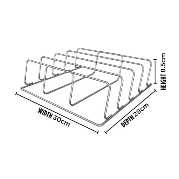 Rejilla metálica para costillas con dimensiones de 30 cm de ancho, 29 cm de profundidad y 8.5 cm de altura, ideal para la Parrilla eléctrica XL Ninja Woodfire.