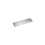 Soporte calentador de acero inoxidable con diseño de rejilla para planchas Weber de 76 cm, ideal para mantener alimentos calientes.