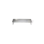Soporte calentador de acero inoxidable con patas plegables para planchas Weber de 76 cm, diseñado para mantener alimentos calientes y maximizar el espacio de cocción.