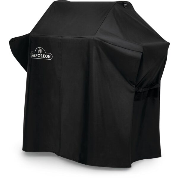 Funda negra para barbacoa Napoleon Rogue XT o SE 525 con correas ajustables y logotipo frontal.