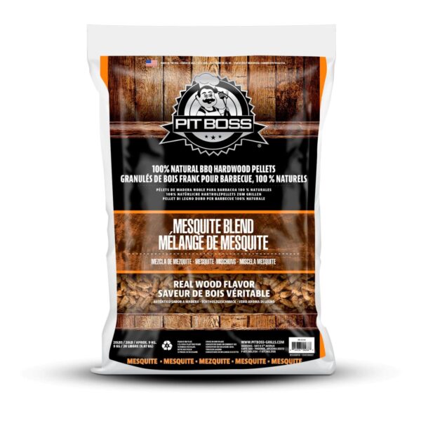 Bolsa de Pellets Mezcla Mesquite de Pit Boss, 9.07 kg para asados con sabor auténtico texano.