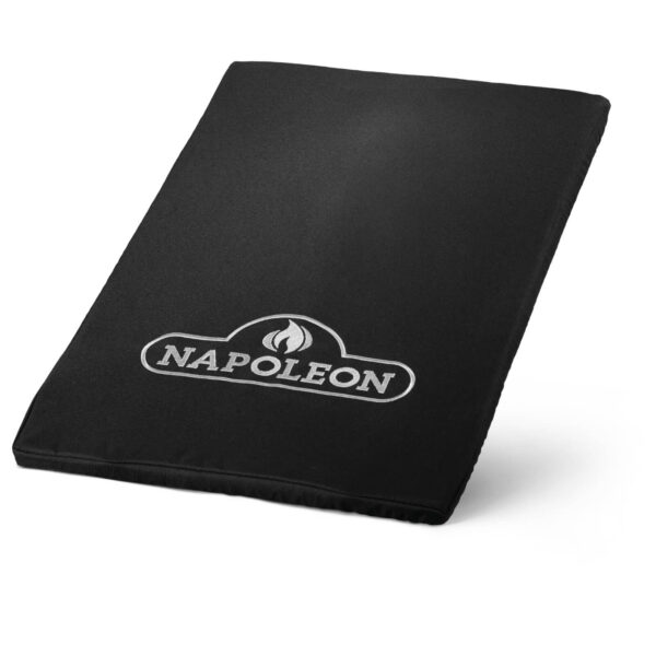 Funda negra para quemador lateral de Napoleon con logo bordado en blanco.