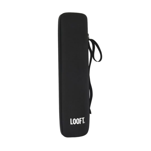 Funda negra de la marca Looft diseñada para proteger y transportar el Air Lighter I y II, con correa ajustable y estructura resistente.