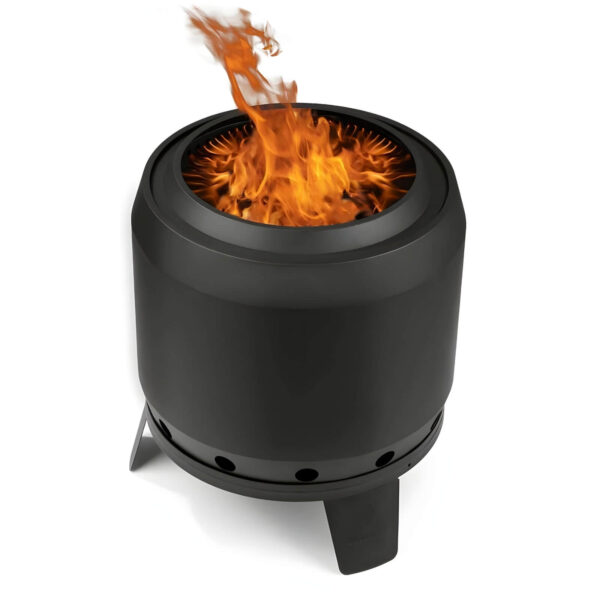 Brasero innovador Landmann Smokeless con fuego vivo, diseño de doble pared y sistema de ventilación que reduce el humo