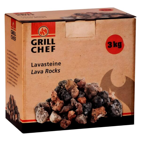 Caja de 3 kg de rocas de lava Grill Chef para parrillas de gas.