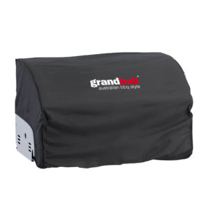 Cubierta protectora para barbacoa modelos Elite y Maxim G5 de Grandhall, resistente a la intemperie y a los UV, con dimensiones de 82 x 50 x 67 cm.