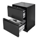 Nevera de exterior Grandpro con ambos cajones abiertos, mostrando el espacio de almacenamiento interior en acero inoxidable.