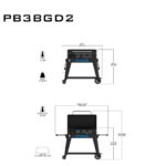 Diagrama con dimensiones y especificaciones de la plancha de gas Pit Boss 3 Fuegos.