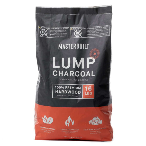 Bolsa de carbón vegetal Masterbuilt Lump Charcoal de 7,25 kg, hecha de madera dura 100% premium.