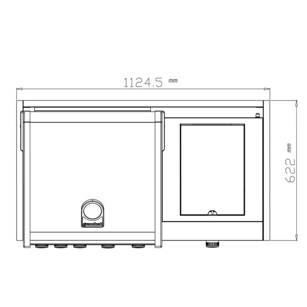 Diagrama superior de la barbacoa Premium G3 Built in Plus con medidas específicas en milímetros.