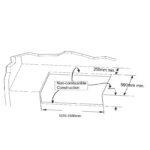 Esquema de instalación para la barbacoa Premium G4 Plus mostrando las dimensiones requeridas para el hueco de montaje.