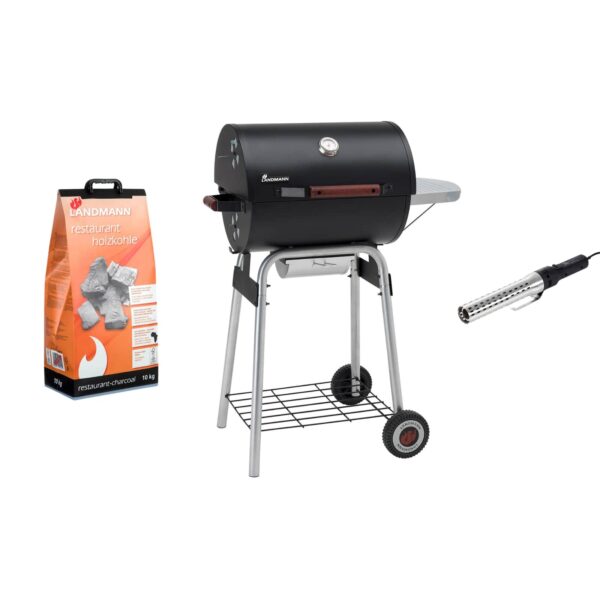 Set de barbacoa Landmann Black Taurus, incluye parrilla de carbón, encendedor eléctrico y bolsa de carbón de 10 kg.