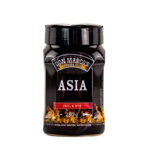 Envase de la mezcla de especias Asia de Don Marco's Barbecue de 180 g, ideal para grill y wok.