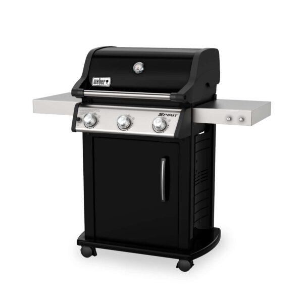 Barbacoa de gas Weber Spirit E-315 GBS con tres quemadores y mesas laterales.