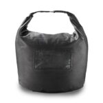 Bolsa de almacenamiento de combustible Weber en color negro con ventana para etiqueta vacía.