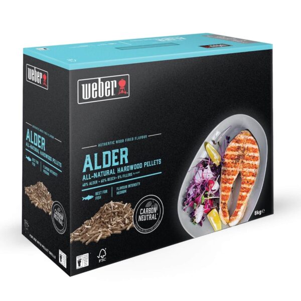 Caja de Pellets de Madera Natural Weber Alder de 8 kg.