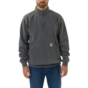 Sudadera con Cuello Vuelto y Cremallera - Carhartt - Gris Carbón Jaspeado, S