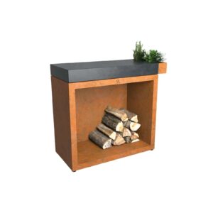 Mesa de Carnicero con Almacenaje 90 - OFYR - Corten, Cerámica Gris Oscuro