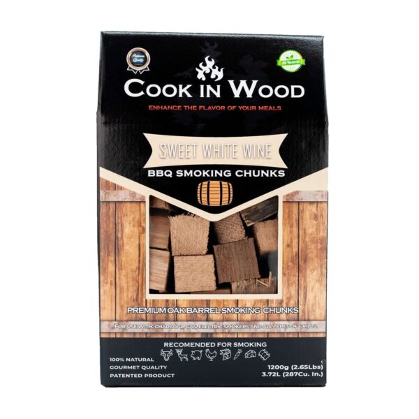 Caja de trozos de madera para ahumar Cook in Wood, sabor Sweet White Wine.