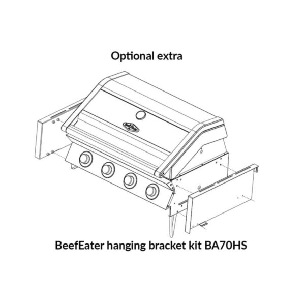 Ilustración del kit de soporte colgante Beefeater BA70HS para encastrar barbacoas.