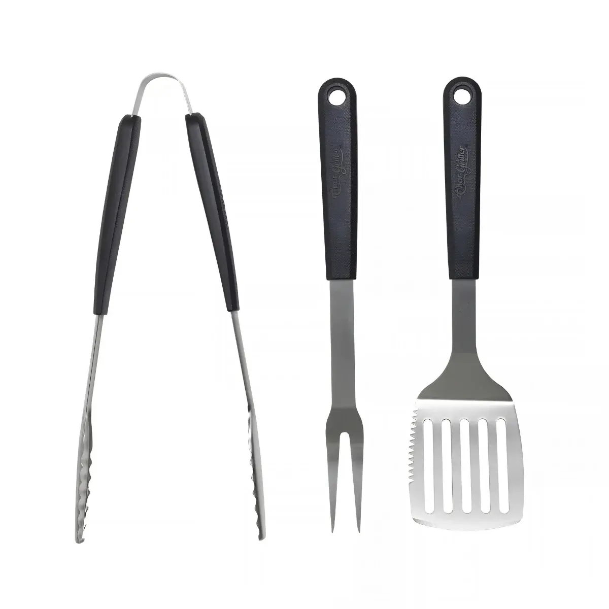 Kit de utensilios Char-Griller con espátula, pinzas y tenedor