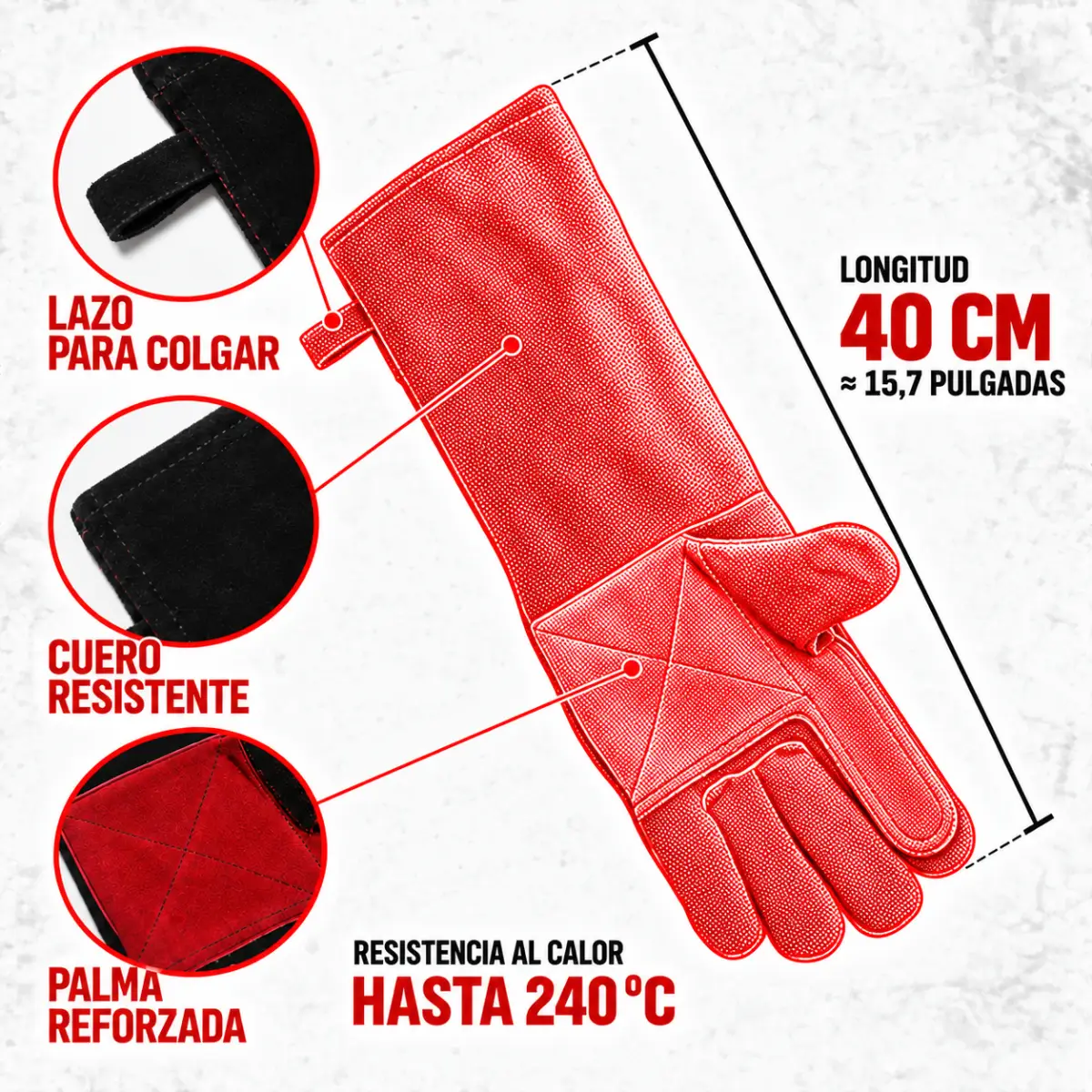 Guantes de cuero Kamado Joe resistentes al calor hasta 240 grados