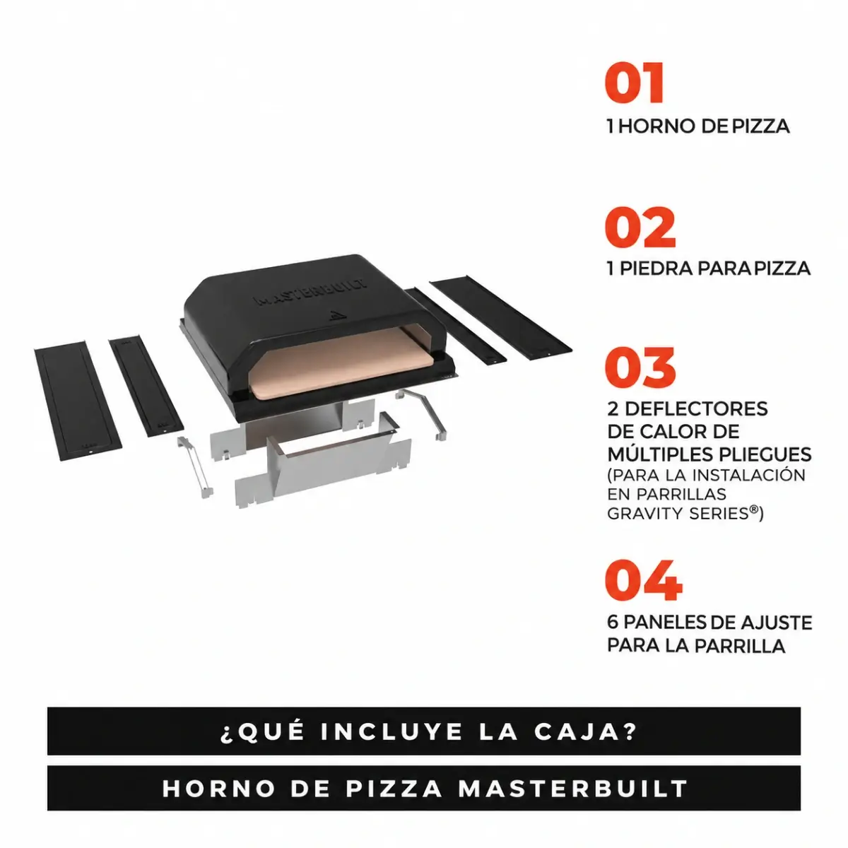 Contenido del horno para pizza Masterbuilt con paneles de ajuste