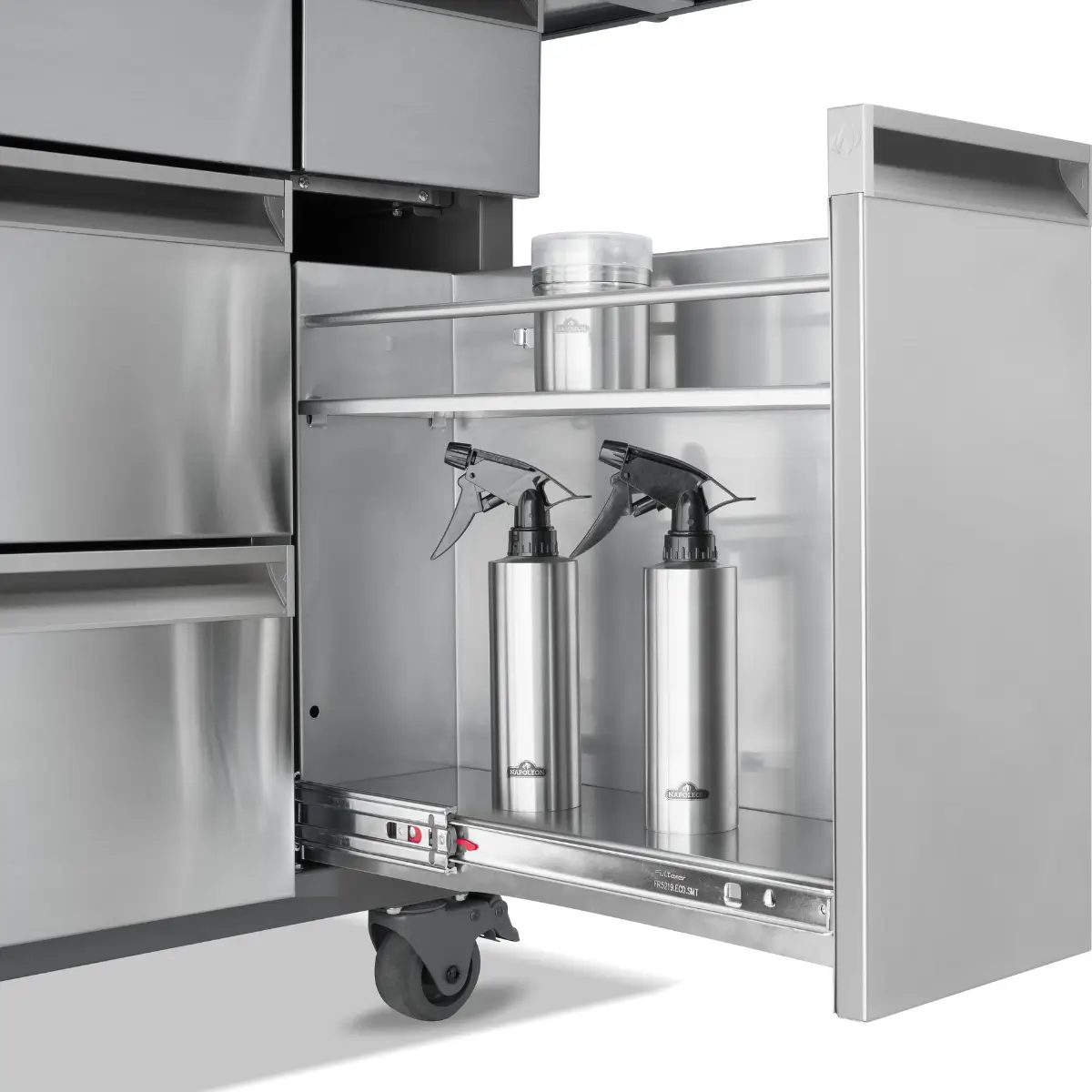Cajón de condimentos con accesorios en la Napoleon Prestige Pro 665 Elite VX