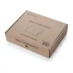 Caja de cartón de la funda GrandPro Premium G para barbacoas empotrables, con impresión del producto y código de barras.