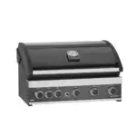 Barbacoa empotrable GrandPro Maxim G5 cerrada en vista de tres cuartos derecha, con termómetro y panel frontal.