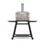Soporte Gozney Dome Gen 2 con horno Dome Standard Off-Black a leña y llama visible en vista frontal.