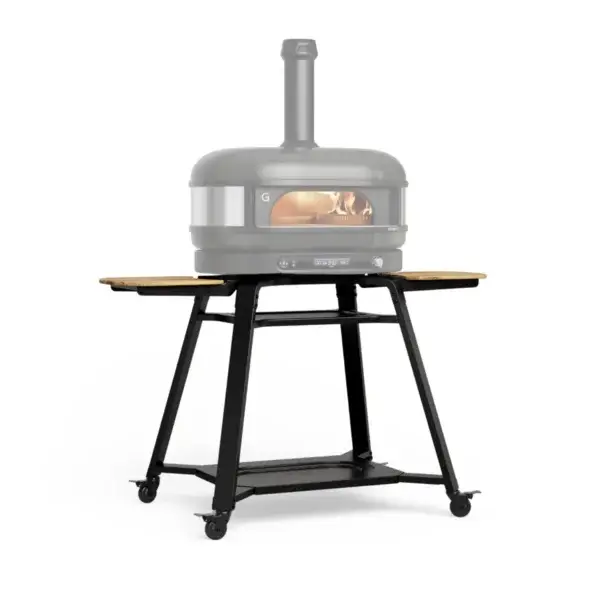 Soporte Gozney Dome Gen 2 con horno Dome XL Off-Black a leña, visto en tres cuartos desde la izquierda.