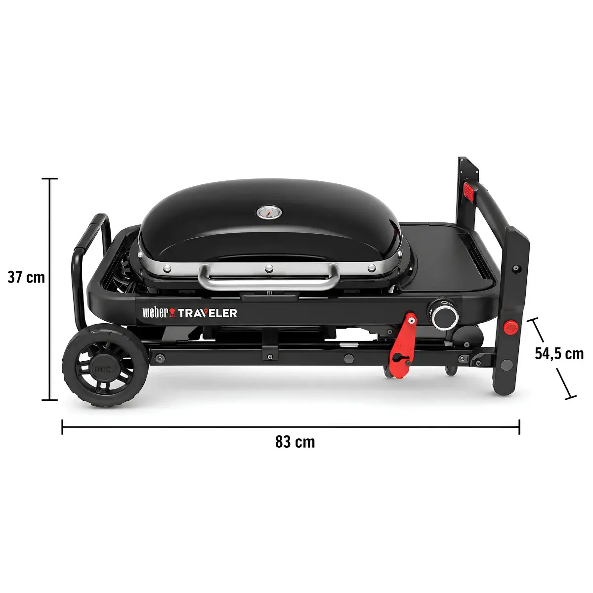 Dimensions of the Weber Traveler Compact with the cart folded