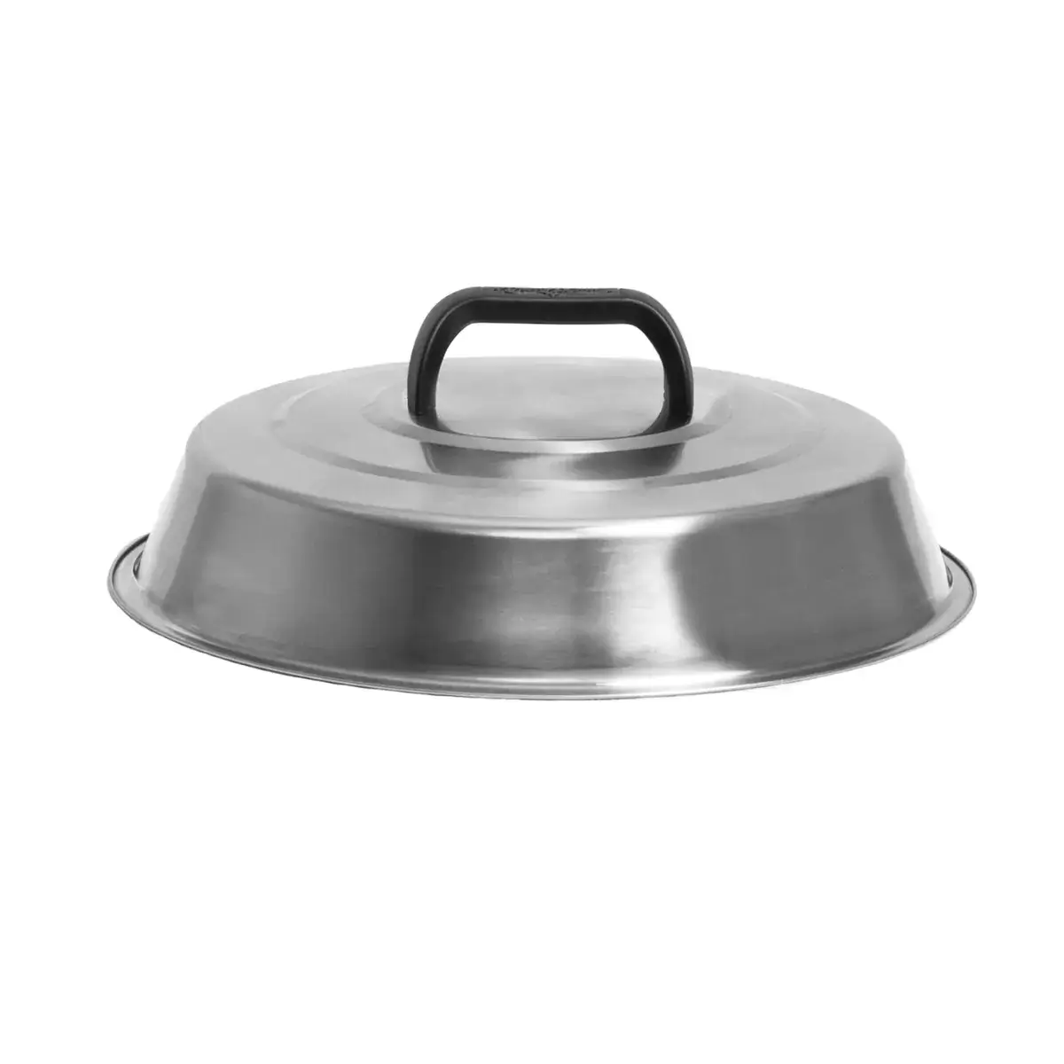 Vista frontal de la cúpula de acero inoxidable Char-Griller