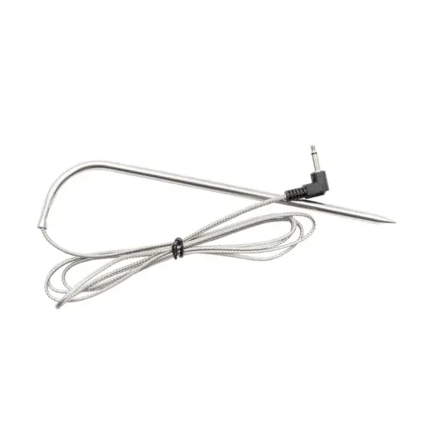 Masterbuilt Gravity Series stainless steel meat probe with a braided cable and angled connector.