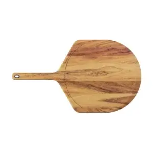 Pala Gozney de madera de acacia de 14 pulgadas L en vista superior sobre fondo blanco.