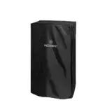Funda negra Masterbuilt para ahumador eléctrico de 30 pulgadas vista de frente sobre fondo blanco.