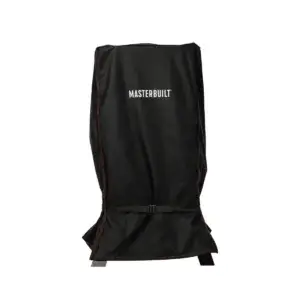 Front view of the black Masterbuilt case with logo and adjustment strap.