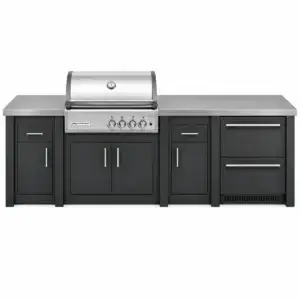 Cocina Exterior de Aluminio GrandPro Graphite Crossray con Frigorífico y Sección de Servicio 295 cm - Grandpro