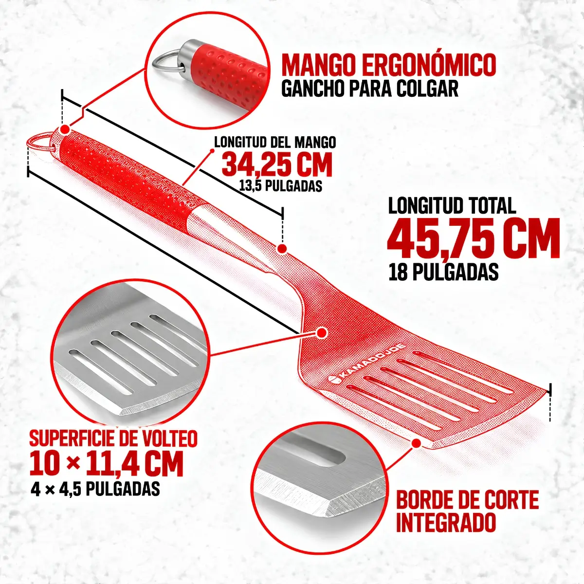 Medidas y características de la espátula Krafted Kamado Joe